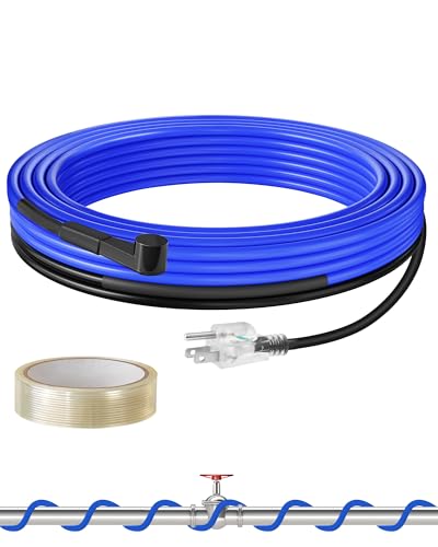 12Ft Water Pipe Heating Cable, 5W Constant Power Self-Regulating Heating Cable, 5W/FT, IPX7 Waterproof, Auto-On/Off, for Metal and Plastic Water Pipes, Freeze Protection, 120V U12HC06 - size: 12 FT