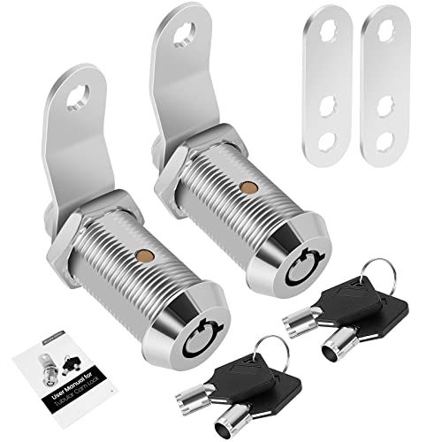 2 Pack Cabinet Lock with Keys, 1-1/8” RV Storage Locks Keyed Alike, RV Locks for Storage Door, Camper Cabinet Toolbox RV Cam Locks with Manual - color: Chrome - 2 Pack, size: 1-1/8 Inch