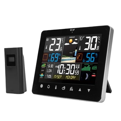 AUNMAS Digital Thermometer Hygrometer, Wireless Indoor Outdoor Weather Station with Large Display and Touch Controls, for Home Office Greenhouse Terrarium