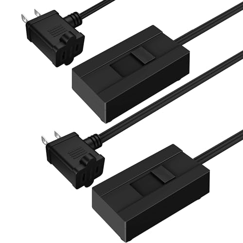 TOPGREENER Table-Top Plug in Dimmer for Table or Floor Lamps, Slide Control, Works with 360 Watt Incandescent and 150 Watt Dimmable CFL/LED, Off at Lowest dim, 6ft Cord, TGTTDL300-BK, Black, 2 Pack - color: Black, size: 2 Pack