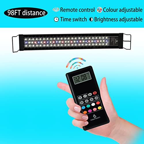 WaterRebirth Wireless Remote Full Spectrum Aquarium LED Light Strip - Ultra-Thin Design with Timer & RGB Modes for Fish Tank Plants (20-26INCH) - size: 20-26 inches