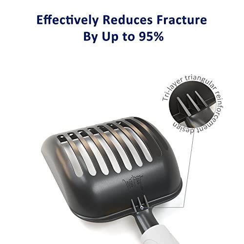 WePet Cat Litter Scoop, Non-Stick Plated Aluminum Alloy Sifter, Kitty Durable Metal Scooper, Deep Shovel, Long Handle, Kitten Pooper Lifter, Size Medium, Coated Black Body with Grey Handle - color: #05 Grey, size: Medium