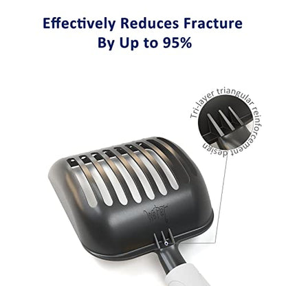 WePet Cat Litter Scoop, Non-Stick Plated Aluminum Alloy Sifter, Kitty Durable Metal Scooper, Deep Shovel, Long Handle, Kitten Pooper Lifter, Size Medium, Coated Black Body with Grey Handle - color: #05 Grey, size: Medium