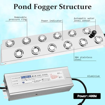 Ultrasonic Fogger 12 Head Ultrasonic Mist Maker,9000ml/H 400W Mist Maker Fogger,12 Head Ultrasonic Fogger Mist Maker,12 Head Ultrasonic Mist Maker fogger Ultrasonic Mister Fogger 12Head Fogger - color: 12 Head Ultrasonic Fogger