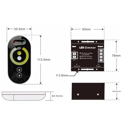 CCT LED Controller, Touch DC 12V-24V 12A RF Wireless Dimmer with Slide Remote Control, PWM Dimmable Brightness Adjust LED Strip Light Controller for CCT LED Strip Lights - color: CCT