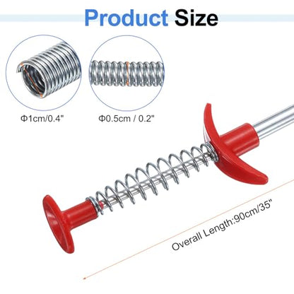 HARFINGTON 2pcs Flexible Grabber Claw Pick Up Tool 0.47" Dia. 35" 4 Claws Stainless Steel Cleaning Hook Unclog Sink Sewer Hair Drain Cleaner Sink Unclogger for Toilet Bathtub Sewer, Silver