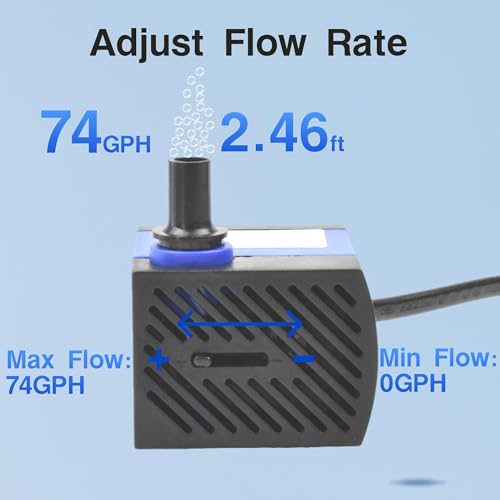 CONQUERALL 4W Circulation Pump 74GPH Adjustable Flow Hydroponics Supplies for Tabletop Water Fountain - color: 74gph-4w, size: 1PC