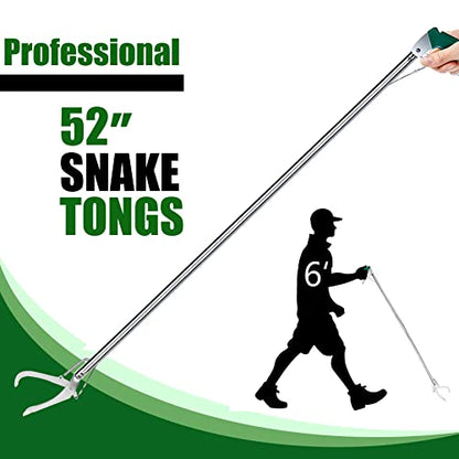 IC ICLOVER 52 Inch Snake Tong + 39.3 Inch Snake Hook, Upgrade Extra Long Professional Grabber & Collapsible Snake Hook, Best Tool Set for Moving Rattle Snake Corn Snake Kingsnakes Lizard Reptiles