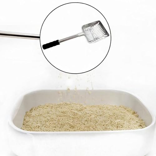 Cat Litter Scoop Sifting Scoop Reptile Waste Dustpan Lightweight Deep Scooper Kitten Waste Scooper for Kitty Pet Supplies, Black