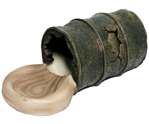 Resin Cave Habitat Hidden for Reptile and Amphibians.Terrarium & Aquarium Decor, Retro Bucket Design. Hide Cave with Dish,Perfect for Bearded Dragons,Lizards,Snakes,Geckos,Tortoises,Small Animals