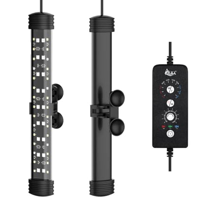 AQQA Submersible LED Aquarium Light, 24/7 Mode Full Spectrum Fish Tank Light, 4 Rows Beads with 9 Colors Choice, IP68 Waterproof Aquarium Plant Light, Adjustable Brightness Timer, 7 Adjustable Angle - size: 8.27In ( For 9.84''-16.93'' Length Fish Tank)