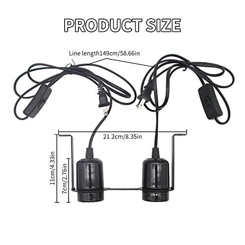 Dual Reptile Light Fixture Heat Lamps 2 in 1 E27 Base UVB Reptile Light Fixture Dome Heat Lighting Lamp Combo kit ffor reptiles, Bearded Dragon, lguana, Snake, Turtle Tank (Two lamp heads)