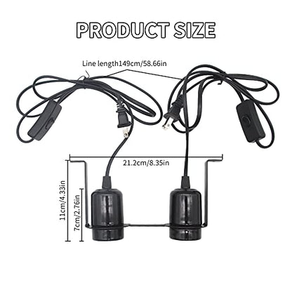 Dual Reptile Light Fixture Heat Lamps 2 in 1 E27 Base UVB Reptile Light Fixture Dome Heat Lighting Lamp Combo kit ffor reptiles, Bearded Dragon, lguana, Snake, Turtle Tank (Two lamp heads)