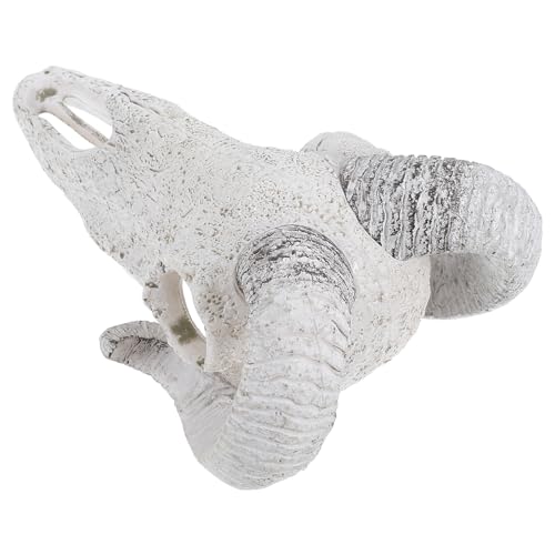Reptile Hide Cave Skull Decor Resin Fish Tank Decoration Large Artificial Sheep Skull Hideout for Terrarium and Aquarium Habitat