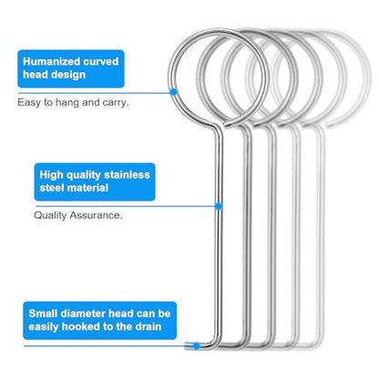 Ymapinc Drain Key Lifting Hooks, Easy Drain Grate Cleaning Hook, Stainless Steel Talon Drain Opener, Efficient Clog Remover for Bathroom, Kitchen, And Utility Drains Grate, Silver 5 PCS