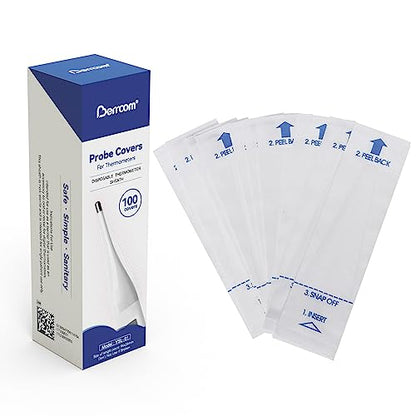 Berrcom Disposable Digital Thermometers Probe Covers Set of 100 Oral Rectal Thermometer Probe Cover Universal Thermometers Sleeves for Adult and Kids - size: DT-100TZ