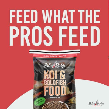 Blue Ridge Koi Fish Food 25lb - Koi Food Large 3/16" Growth Formula, Goldfish Food, Premium Fish Food for Ponds, Ponds Fish Food, Floating Pond Pellets - size: 25 Pound (Pack of 1)