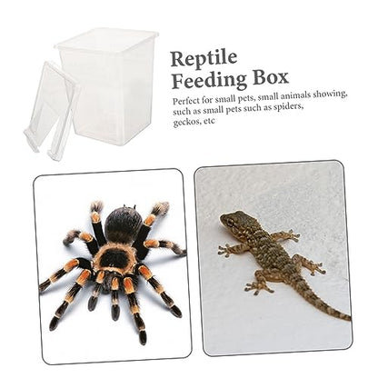 MERRYHAPY Box Clear Reptile Feeding Box Transparent Breeder Enclosure for Snails and Safe Easy to High Visibility Pet Habitat Container for Reptile Care and Observation