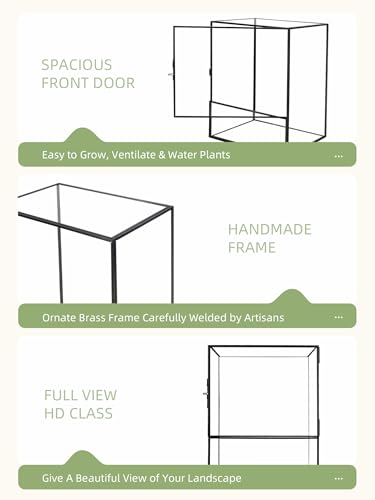 REDHUGO Glass Planter Terrariums with Door, Glass Terrarium Glass Greenhouse, Geometric Plants Terrariums Planter for Moss, Succulent, Indoor Tabletop Centerpiece, Rectangle, Black (Terrarium ONLY) - color: Black