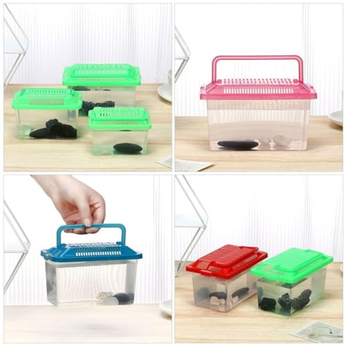 Plastic Turtle Fish Tank Pet Fish Tank Small Aquarium Plastic Aquarium Habitat Acrylic Reptile cage reptisoil terrariums Handheld Feeding Box Household - size: 13x9cm