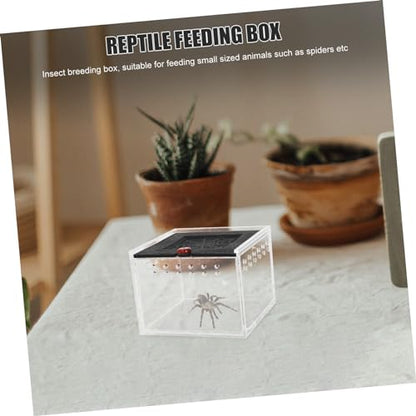 Kisangel Acrylic Reptile Feeding Box Escape Magnet Door Breeding Case for Lizards Geckos and Insects Habitat for Reptiles and Pets