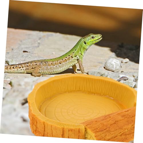 Sosoport Crawl Pets Water Basin Bark Pattern Reptile Water Dish for Lizards Turtles and Snakes Easy to Clean Non-Spill Design for Terrarium Accessories