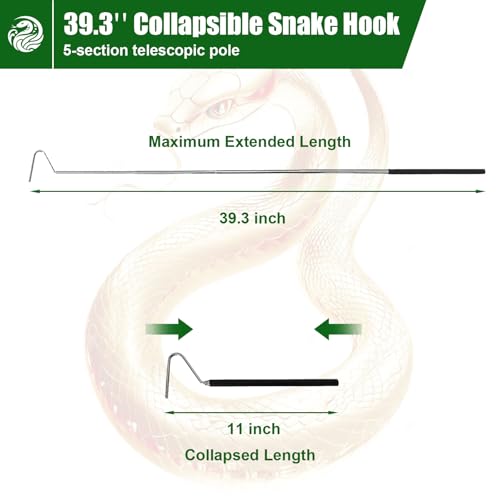 IC ICLOVER Snake Catcher Net + 39" Collapsible Snake Hook, Snake Grabber Handling Tool, Reptile Catching Net with Telescopic Pole Stick, Best Tool Set for Moving Pick-Up Rattle Snakes Lizard Reptiles