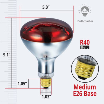 250 Watts R40 Red Heat lamp Light Bulbs Infrared Flood Reflector Incandescent Spotlight for Food Service, Brooder Bulb, Chicken, Pet, Bathroom, Light Therapy 250R40/HR Medium E26 Base 1 Pack - style: 250W/R40/RED/1PK