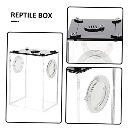 Transparent Acrylic Reptile Box with Ventilation Pet Tank for Lizards Snakes Turtles and Small Animals Escape Resistant Habitat for Home Breeding and Observation