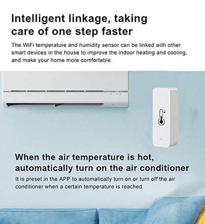 WiFi Temperature Humidity Sensor: Indoor Thermometer Hygrometer with App Alert, Free Data Storage Export, Smart Temperature Humidity Monitor for Home Pet Greenhouse, Compatible with Alexa (1-Pack)