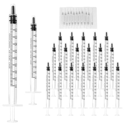 20 Pack 1ml Syringe for Liquid, 1cc Plastic Small Syringes for Scientific Labs, Measuring Liquids, Feeding Pets, Medical Student, Oil or Glue Applicator, Non-Sterile, No Needle - size: 1ml Syringes-20pcs