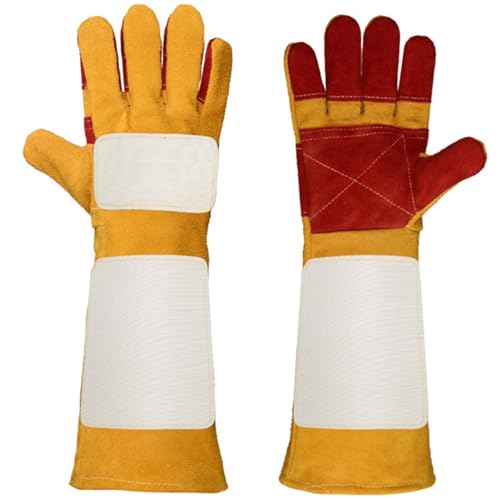 Animal Handling Gloves 17.71/23.6 Inches Multipurpose Puncture & Scratch Resistant, Bite Proof For Cat Dog Bird Falcon Livestock Snake - color: Thickened Brown, size: 45cm/17.71in