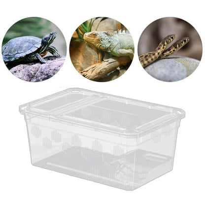 Reptile Feeding Box, Clear Terrarium, Snake Habitat Cage, Pet Breeding Box, Mini, with Terrace