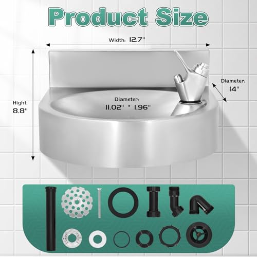 Water Drinking Fountain Wall Mounted for Schools, Gyms, Parks & More | Compact & Space-Saving Design,One-Click Water Output, Stainless Steel Commercial Hydration Station for Indoor & Outdoor