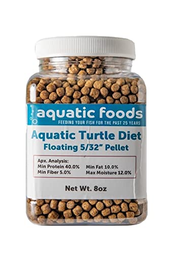 Aquatic Turtle Diet, 5/32" Round Floating Pellets for Freshwater Turtles, Painted, Pond, Red-Eared, Baby Box, Slider Turtles and More.…8oz Small Jar - size: 8 Ounce (Pack of 1)