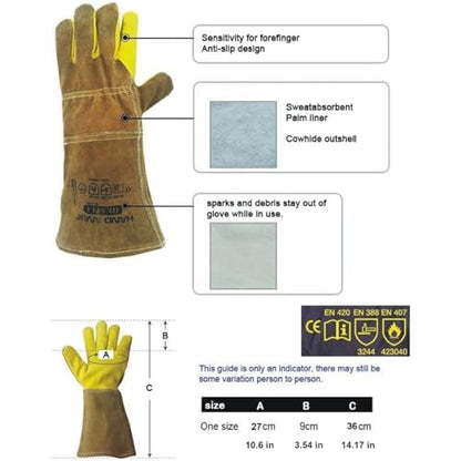 LENITH Animal Handling Gloves Bite Proof, Multi-purpose Pet Glove for Grabbing Reptile, Grooming, Trips to Vet Cat Dog Bird Falcon Livestock Snake Large