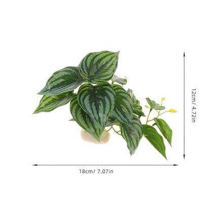 Artificial Reptile Terrarium Plant with Water-Soluble Resin Leaves, Fake Fish Tank Decor for Lizard Box and Amphibian Habitat, Simulation Monstera Leaf Ornament for Turtle Tank