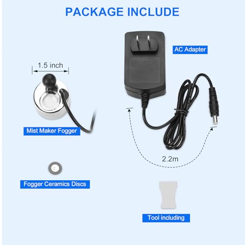 FITNATE Mist Maker, Upgrade Fogger Water Fountain Pond Fog Machine Atomizer for Halloween and Other Festivals,with Fogger Ceramics Discs Tools