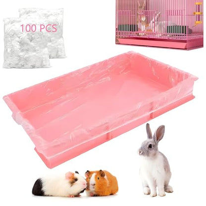 Disposable Cage Liner Bags (100-Pack) – 19'' X 11'' Clear Plastic Rabbit Cage Liners, Leak-Proof Toilet Film for Bunny, Guinea Pig, Hamster, Hedgehog & Small Animals – Universal Crate Tray Covers for - size: 1 Count (Pack of 100)