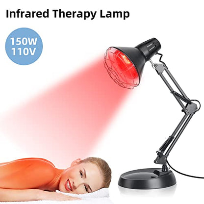Infrared Red Light Therapy with Sturdy Base, Heat Lamp Device with 150W Bulb, Adjustable Near Infrared Light Heat Lamp Set for Body Neck Shoulder Joints Back Pain Relief