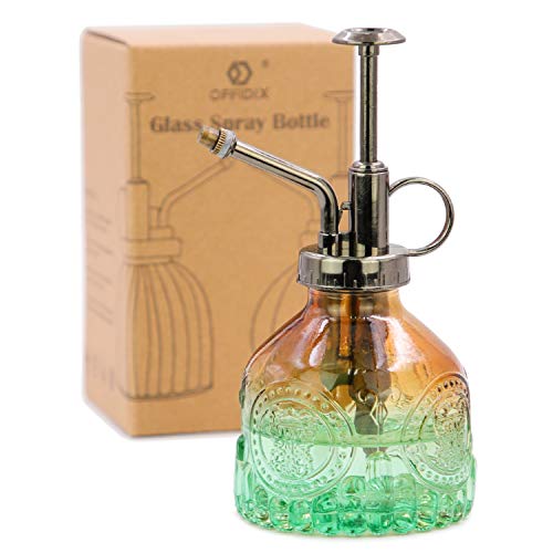 OFFIDIX Glass Plant Mister Spray Bottle, Vintage Spritzer, Succulent Watering Bottle with Bronze Plastic Top Pump, Small Sprayer Mister for Garden and Indoor Plants - color: C-tawny Green Gradient