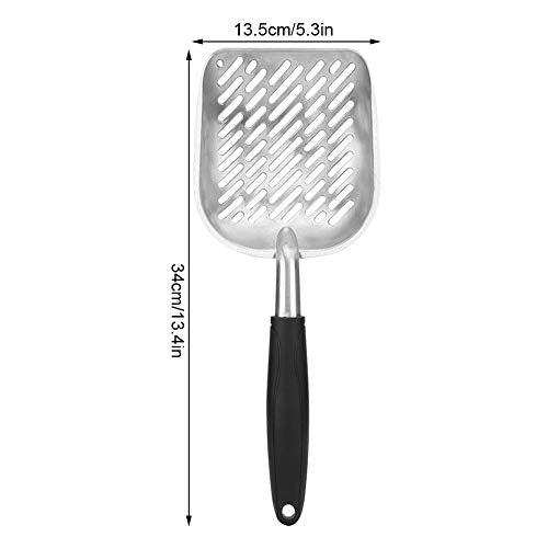 Fydun Cat Litter Shovel, Aluminum Alloy Pet Scoop Sifter Poop S Scoops Hollow Dog Puppy Waste Holder Holder Reptile Terrarium B Cleaning Tool (Black)