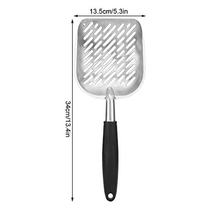 Fydun Cat Litter Shovel, Aluminum Alloy Pet Scoop Sifter Poop S Scoops Hollow Dog Puppy Waste Holder Holder Reptile Terrarium B Cleaning Tool (Black)