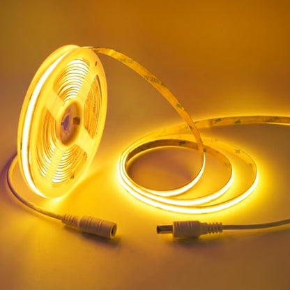 LED Strip Lights 24V COB Gold Yellow Lighting16.4ft (No Power Supply) | Super Bright, Dotless High Density 14W/m, 8mm Width Cuttable Flexible, Home DIY Commercial Decoration - color: Gold Yellow (Only LED Strip)