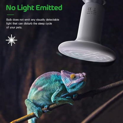 Simple Deluxe Ceramic Heat Emitter 100W Reptile Heat Lamp Bulb No Light Emitting Brooder Coop Heater for Amphibian Pet Snake Turtle & Incubating Chicken, No Harm, Color White, 1 Pack