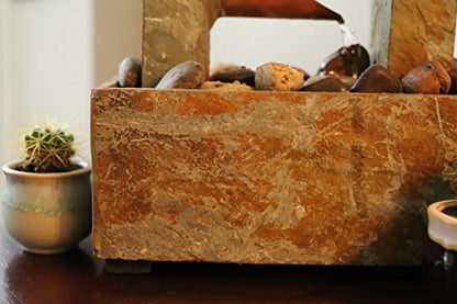 Kenroy Home Spillway Rustic Indoor Table Fountain, Slate and Copper, 19 Inch Height, 10 Inch Width, 6 Inch Depth - size: 19 " Height