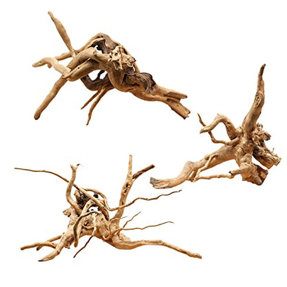 Hamiledyi 6-8in Aquarium Driftwood 3PCS Reptile Spider Wood Assorted Branches Natural Trunk Driftwood Tree Fish Tank Decoration - size: S:Spiderwood (6-8in 3PCS)