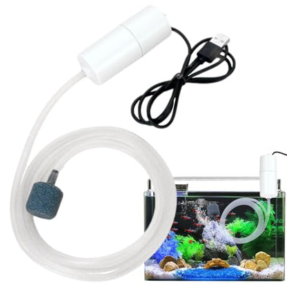 Tiny Water Pump - Battery-Operated Aquarium Pump with Uniform Air Bubble - 5V Water Pumps Home Quiet Oxygen Increasing Waterproof for Home Tank - color: White