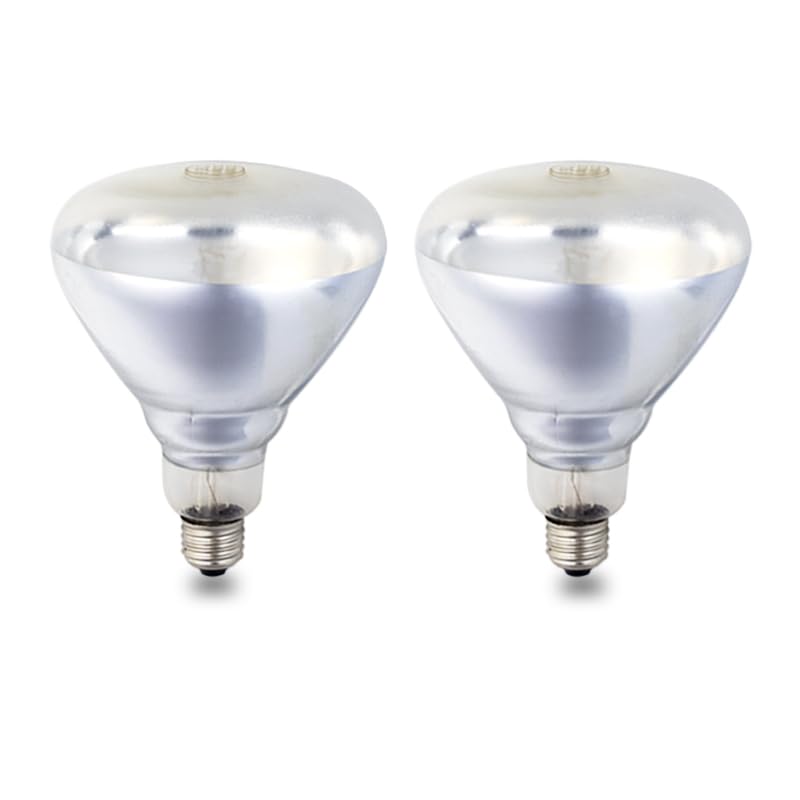 2 Pack 250W Heat Lamp Clear Infrared Bulbs Glass Lamp Bulb for Food Service, Brooder Bulb, Chicks, Pet, Bathroom, Light Therapy Use E26 Base, Flood Light Heat Lamp - color: 250w/Clear