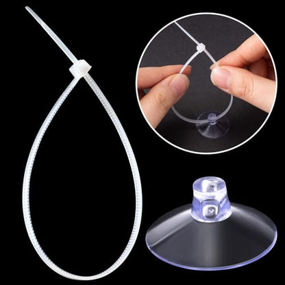 ANCIRS 30pcs 25mm Suction Cups with 50pcs Transparent Zip Ties, Aquarium Suction Cups for Fish Tank Plant Holder Decoration, Rubber Sucker Pad Without Hooks for Home & Kitchen Hanging Organization - size: 25 mm